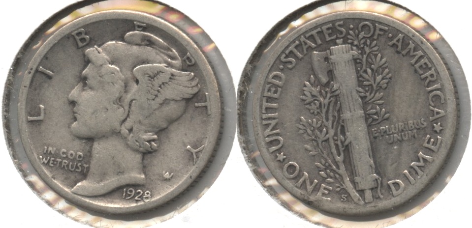 1928-S Mercury Dime VG-8 #e