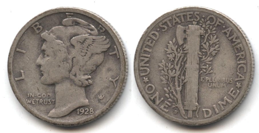 1928-S Mercury Dime VG-8 #f