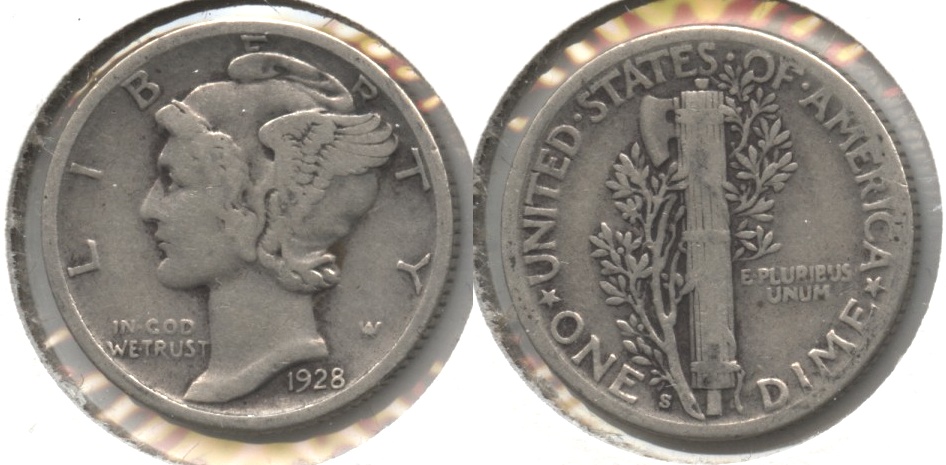 1928-S Mercury Dime VG-8 #q