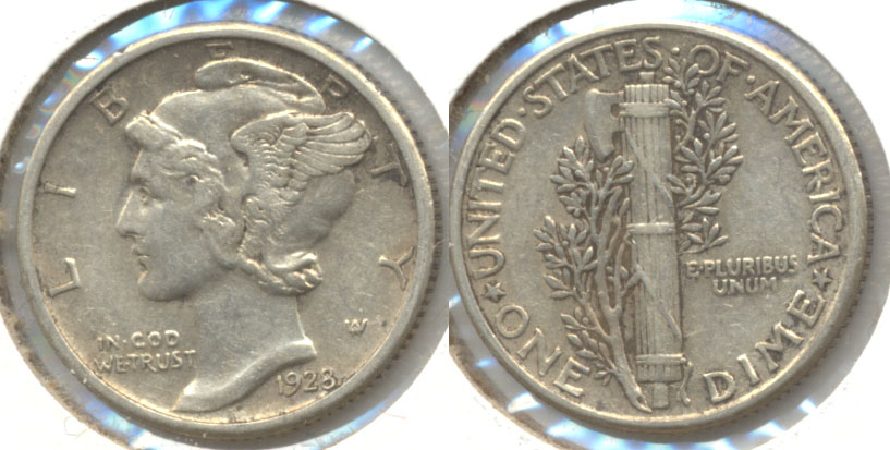 1928 Mercury Dime AU-50 a