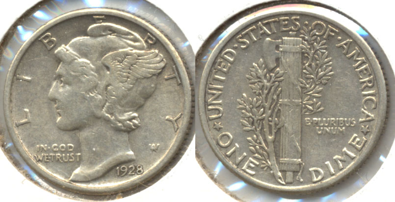 1928 Mercury Dime AU-50 b