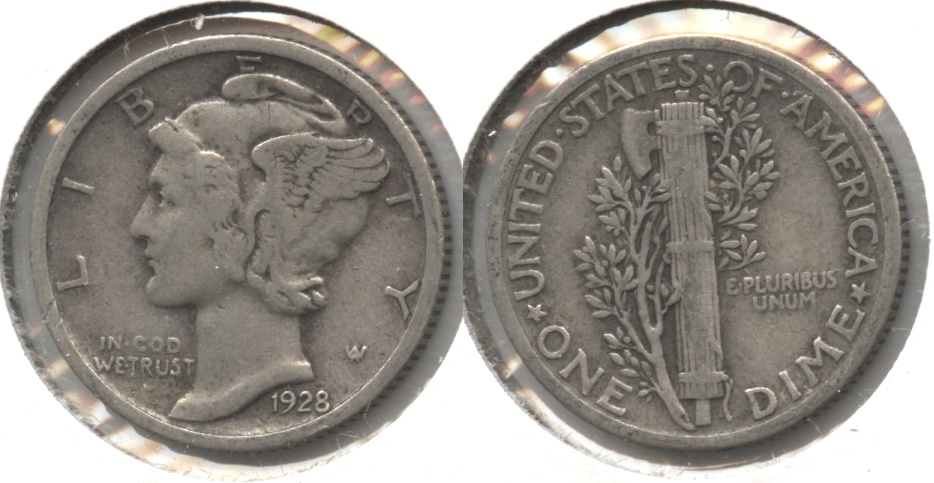 1928 Mercury Dime Fine-12 #e