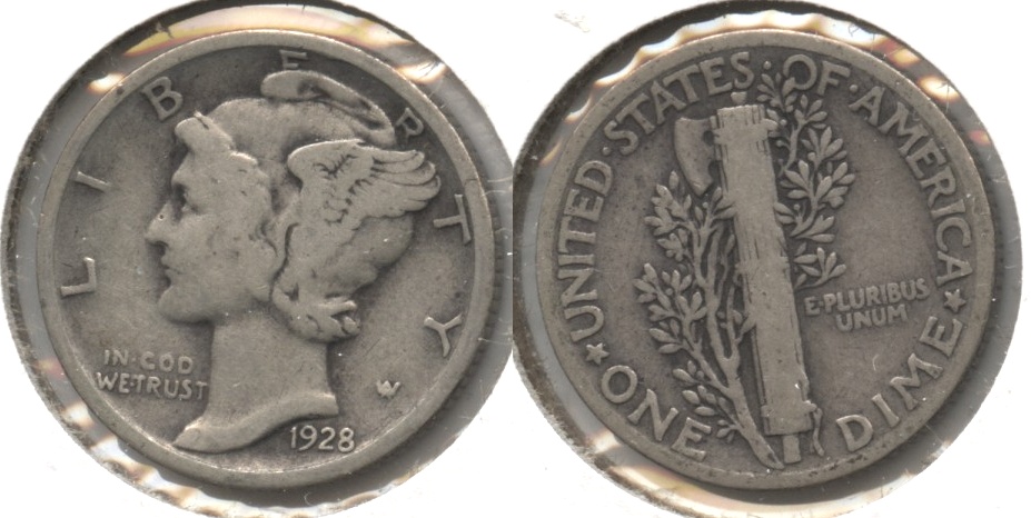1928 Mercury Dime Fine-12 #k