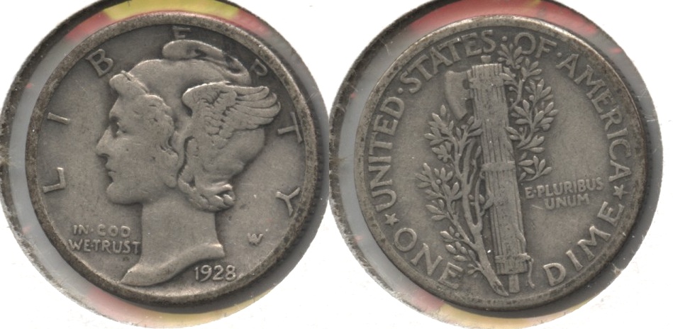 1928 Mercury Dime Fine-12 #q