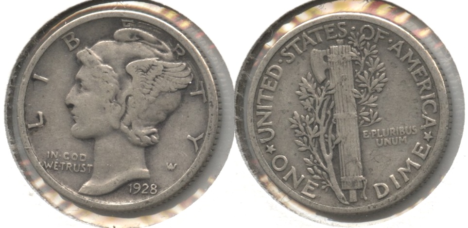 1928 Mercury Dime Fine-12 #r