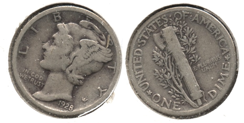 1928 Mercury Dime Good-4 #l