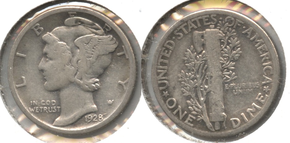 1928 Mercury Dime VG-8 #a Cleaned
