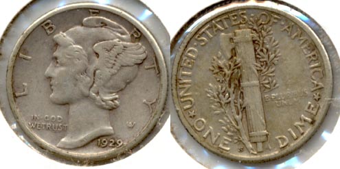 1929-S Mercury Dime EF-40 a