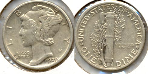 1929-S Mercury Dime EF-45