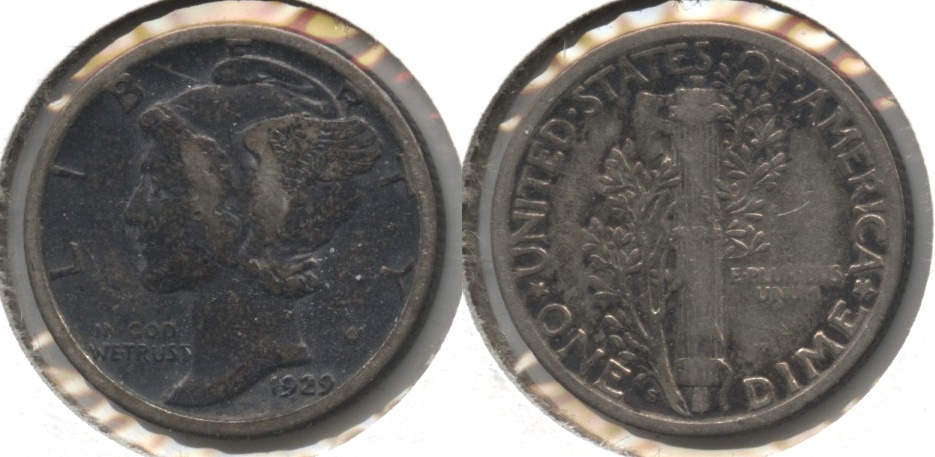 1929-S Mercury Dime Fine-12 Dark Tone