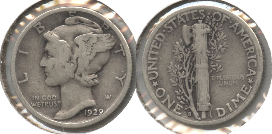 1929-S Mercury Dime Fine-12 #d