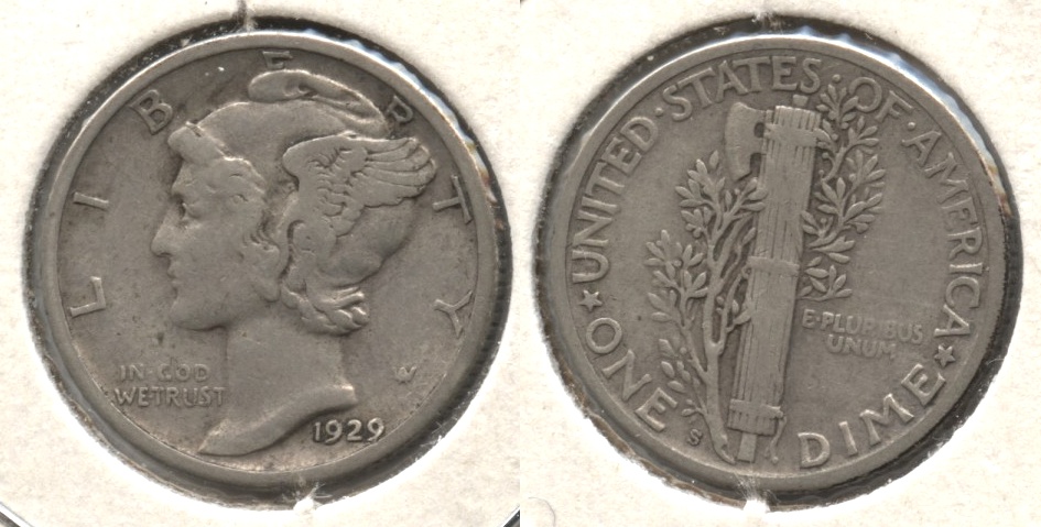 1929-S Mercury Dime Fine-12 #j
