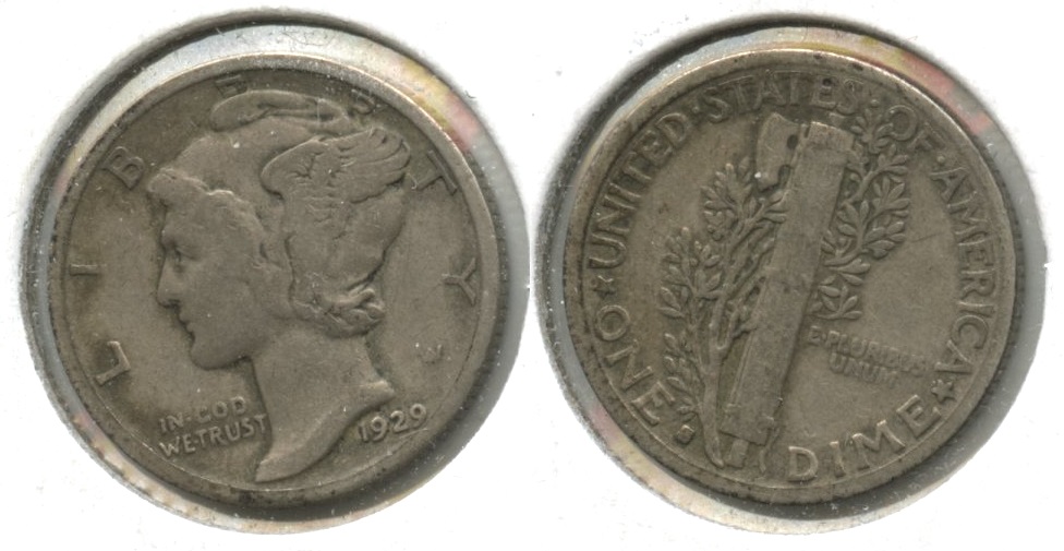 1929-S Mercury Dime Fine-12 #p