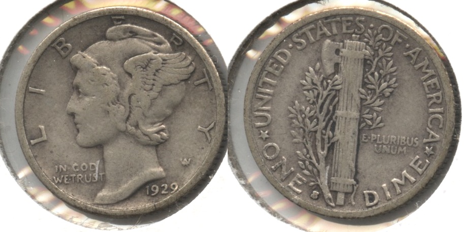 1929-S Mercury Dime VF-20 #c