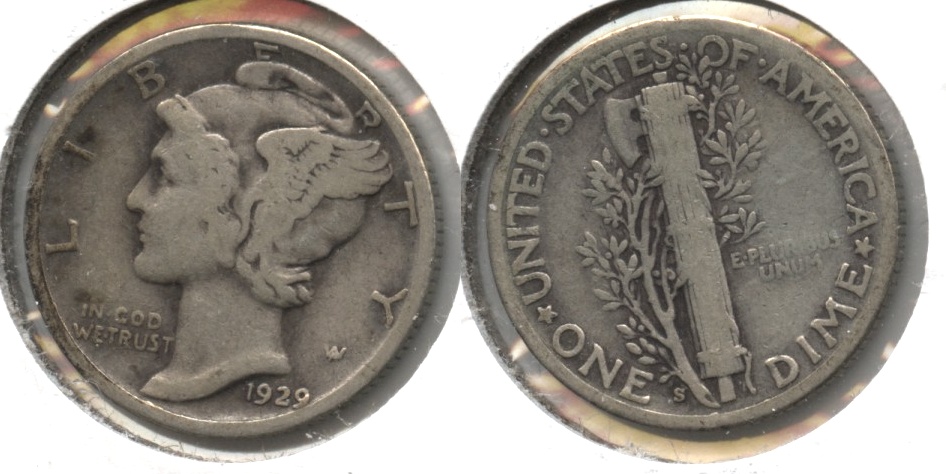 1929-S Mercury Dime VG-8 #f