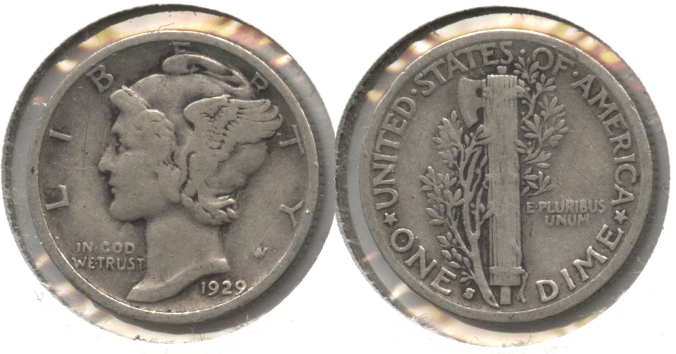 1929-S Mercury Dime VG-8 #k