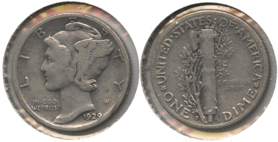 1929-S Mercury Dime VG-8 #x