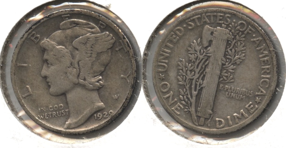 1929 Mercury Dime Fine-12 #ag