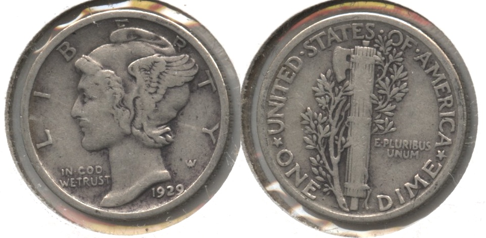 1929 Mercury Dime Fine-12 #at
