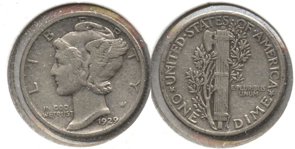 1929 Mercury Dime Fine-12 #b