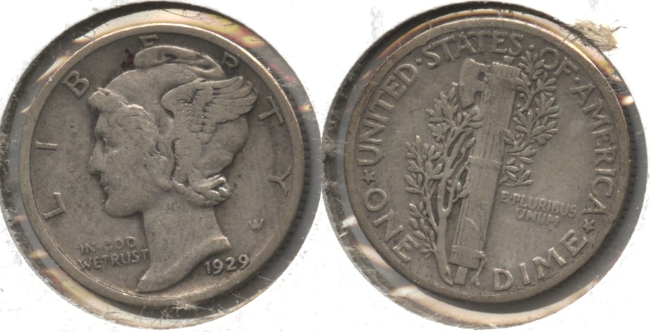 1929 Mercury Dime Fine-12 #bg
