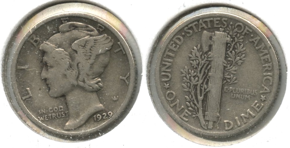 1929 Mercury Dime Fine-12 #bx