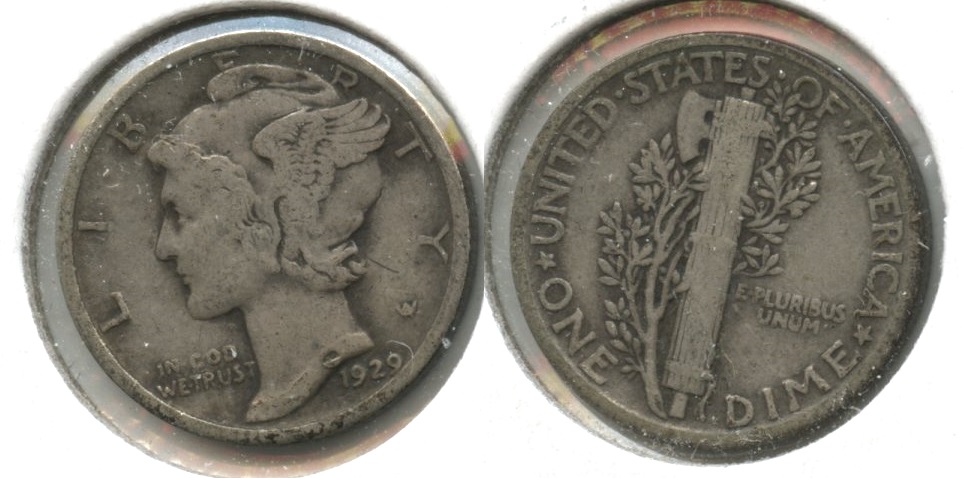 1929 Mercury Dime Fine-12 #by