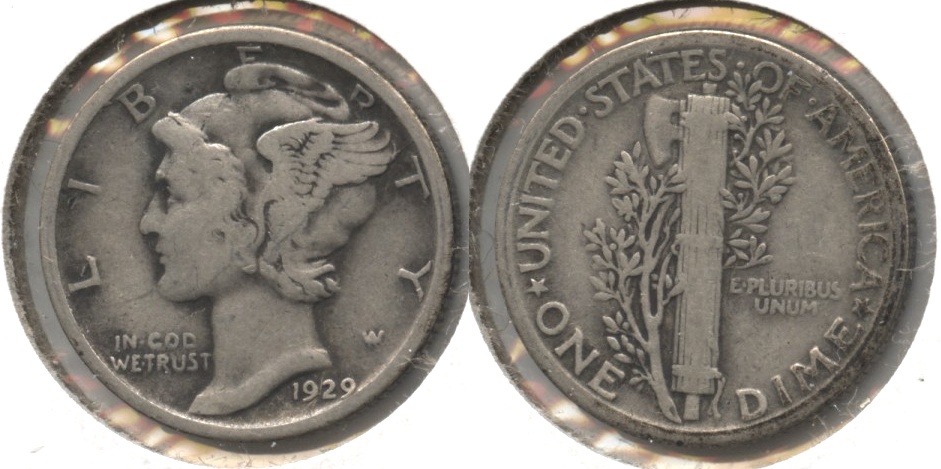 1929 Mercury Dime Fine-12 #p