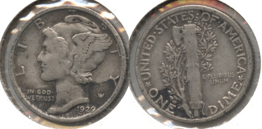 1929 Mercury Dime Fine-12 #y