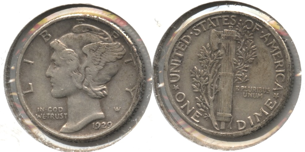 1929 Mercury Dime VF-20 #h
