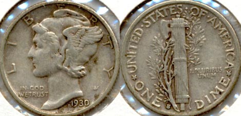 1930-S Mercury Dime EF-40