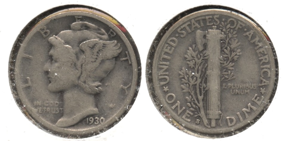 1930-S Mercury Dime VG-8 #a