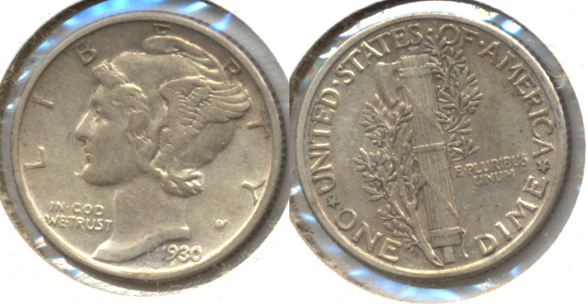 1930 Mercury Dime AU-50