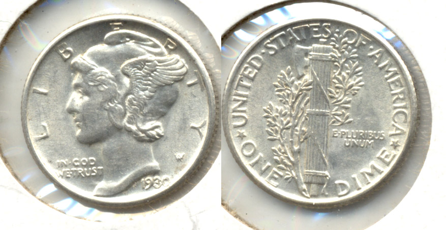 1930 Mercury Dime AU-55 a