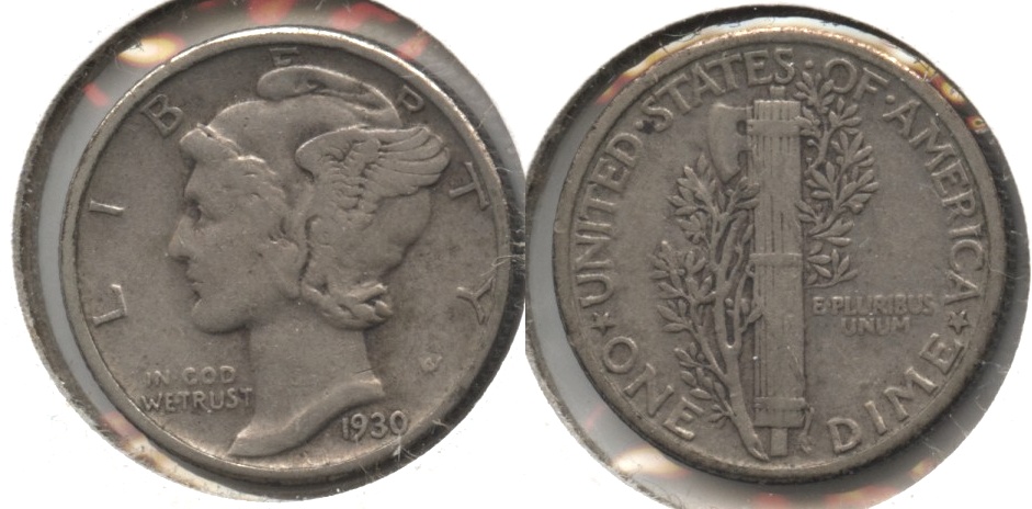 1930 Mercury Dime Fine-12 #ak