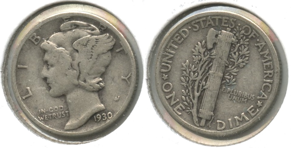 1930 Mercury Dime Fine-12 #aq