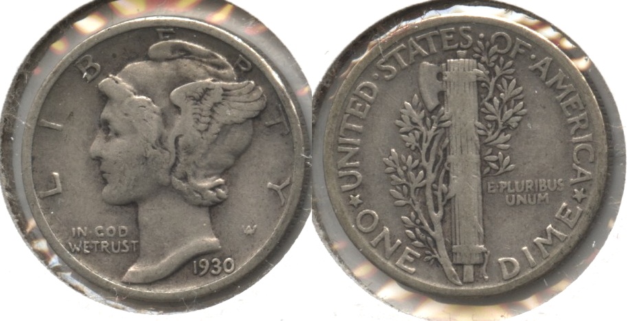 1930 Mercury Dime Fine-12 #j