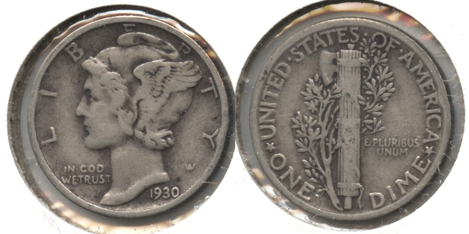 1930 Mercury Dime Fine-12 #o