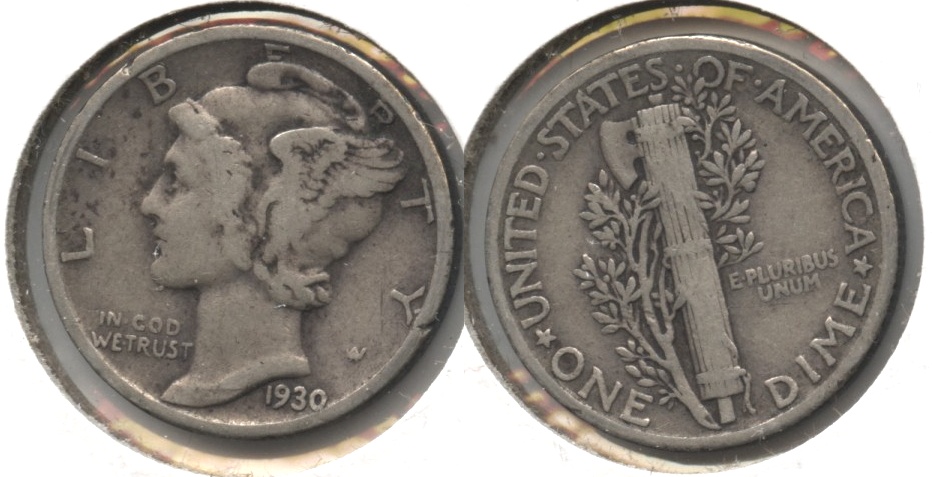 1930 Mercury Dime Fine-12 #x