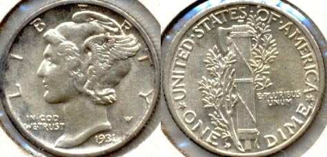 1931-D Mercury Dime AU-55