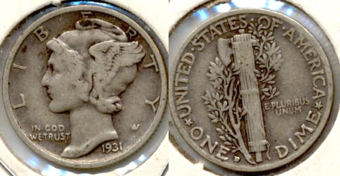 1931-D Mercury Dime Fine-12