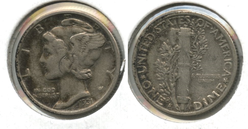 1931-S Mercury Dime Fine-12 #p Obverse Scratch