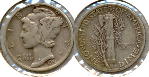 1931-S Mercury Dime VF-20 a