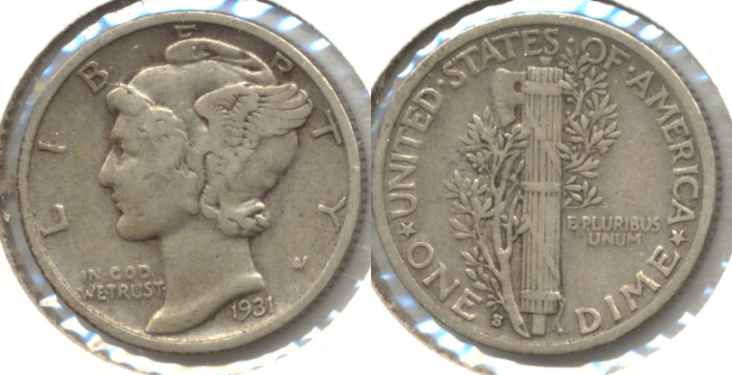 1931-S Mercury Dime VF-20 b