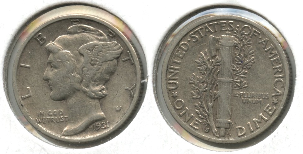 1931-S Mercury Dime VF-20 #f
