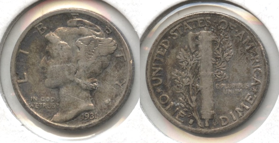 1931-S Mercury Dime VG-8 #e Ugly