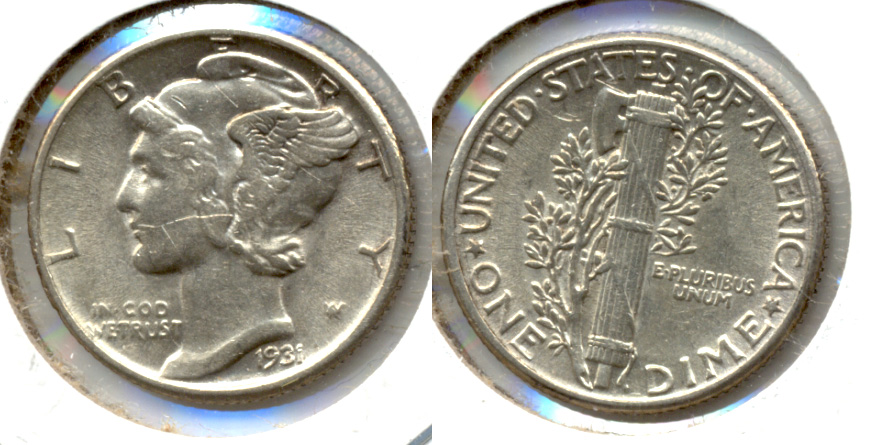 1931 Mercury Dime AU-50 a