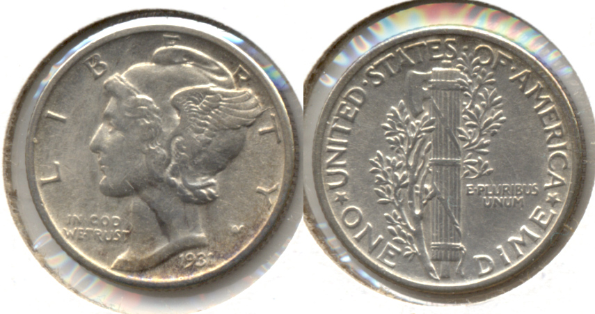 1931 Mercury Dime AU-50 b
