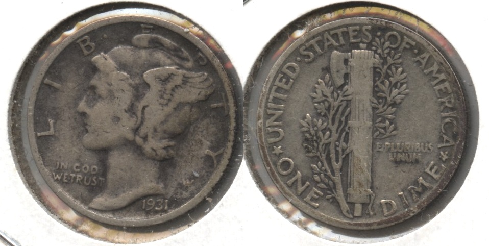 1931 Mercury Dime Fine-12 #f