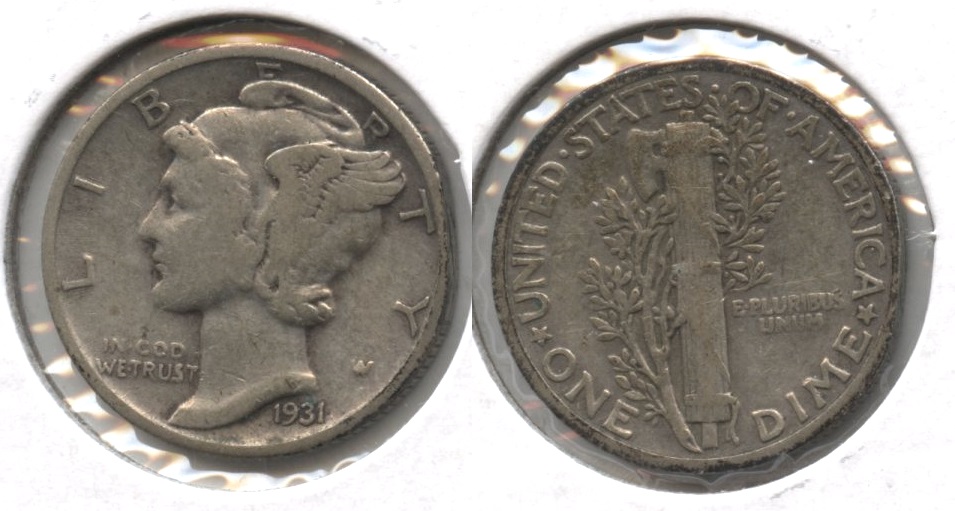 1931 Mercury Dime VG-8 #ak